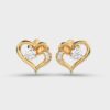 Solitaire in a Heart Diamond Earrings