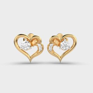 Solitaire in a Heart Diamond Earrings