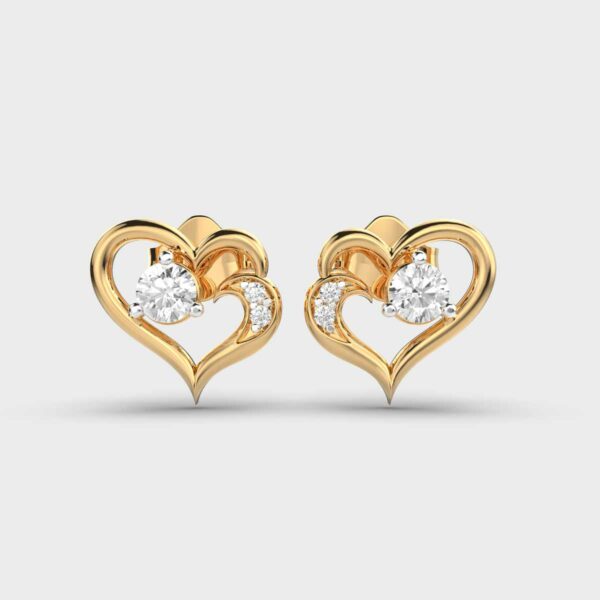 Solitaire in a Heart Diamond Earrings