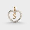 Initials in Heart Diamond Pendant - S