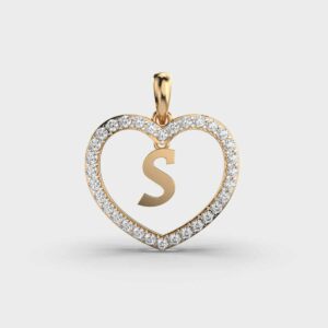 Initials in Heart Diamond Pendant - S