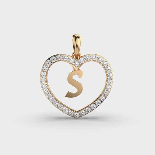 Initials in Heart Diamond Pendant - S