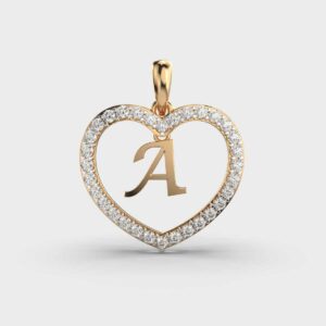 Initials in Heart Diamond Pendant - A