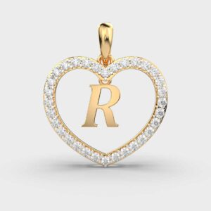 Initials in Heart Diamond Pendant - R