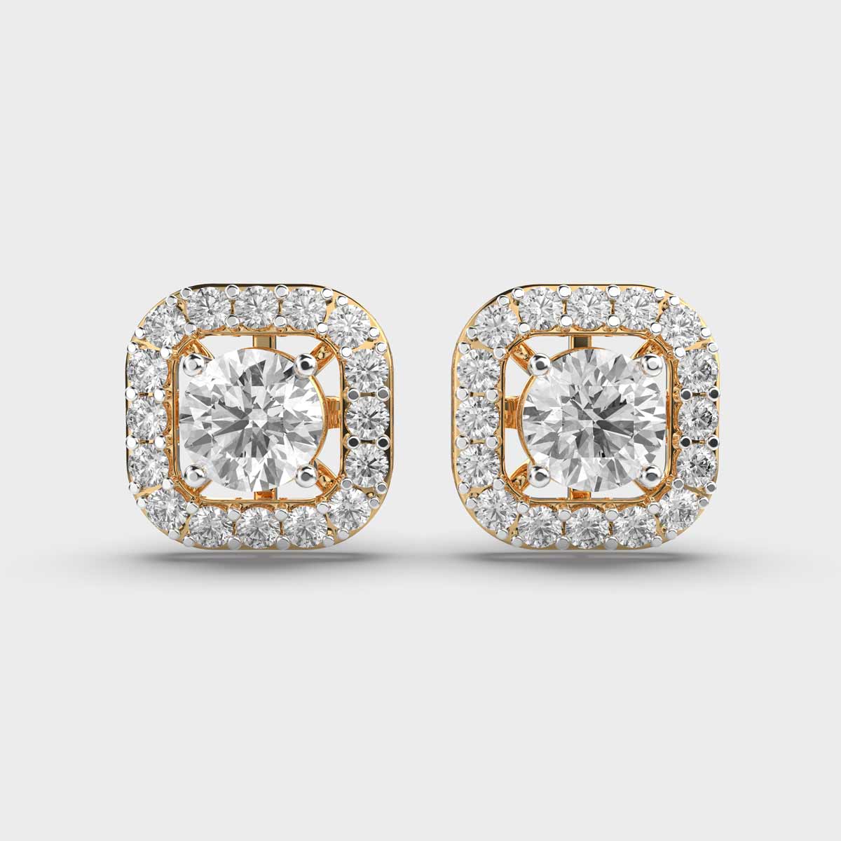 1 Carat Solitaire in Cushion Diamond Studs