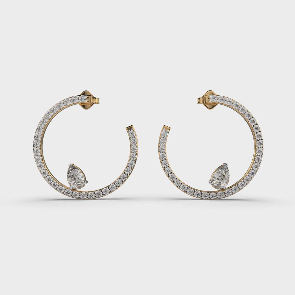 Pear and Moon Diamond Earrings