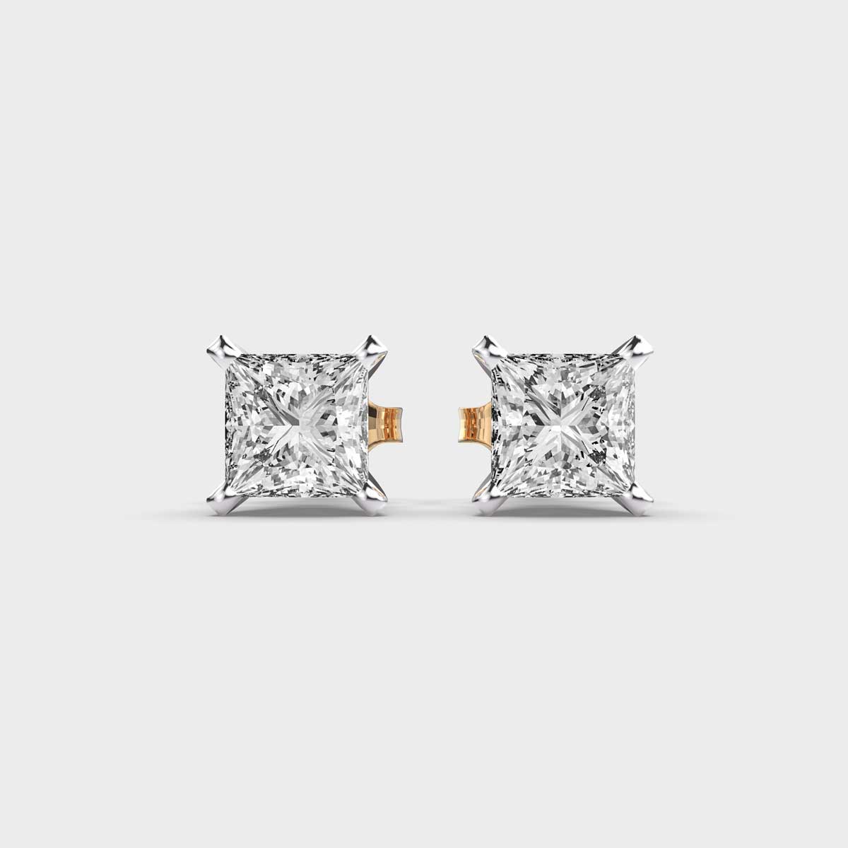 1 Carat Classic Princess Solitaire Studs