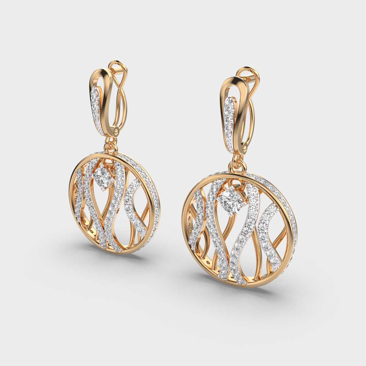 Spiral Swag Diamond Earrings