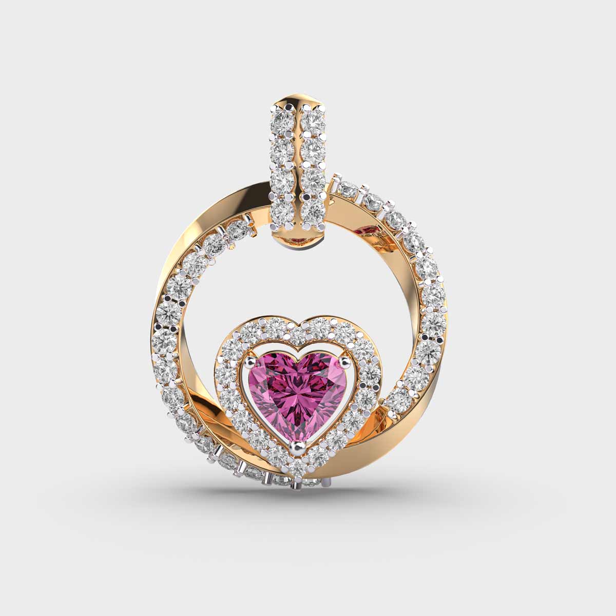 Pink Heart Diamond Pendant