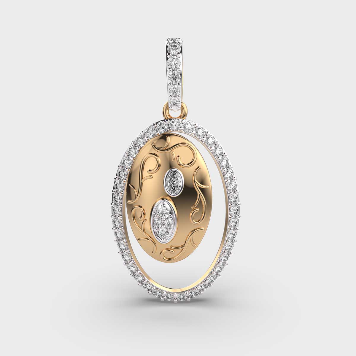 Framed Ovate Diamond Pendant