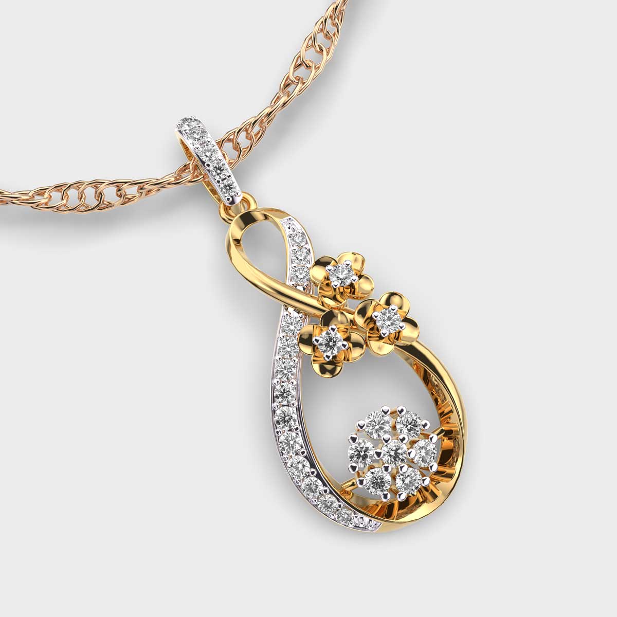 Floral Dewdrop Diamond Pendant