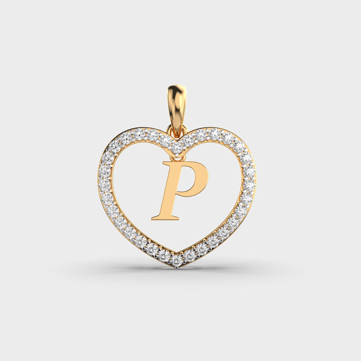 P in Heart Diamond Pendent