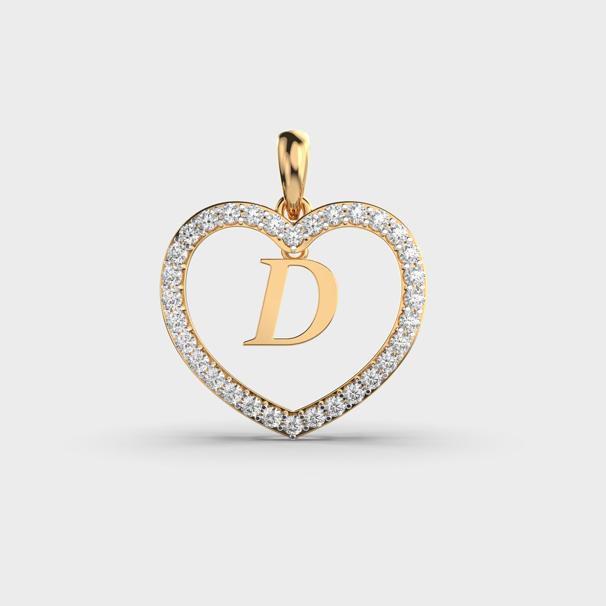 D in Heart Diamond Pendent