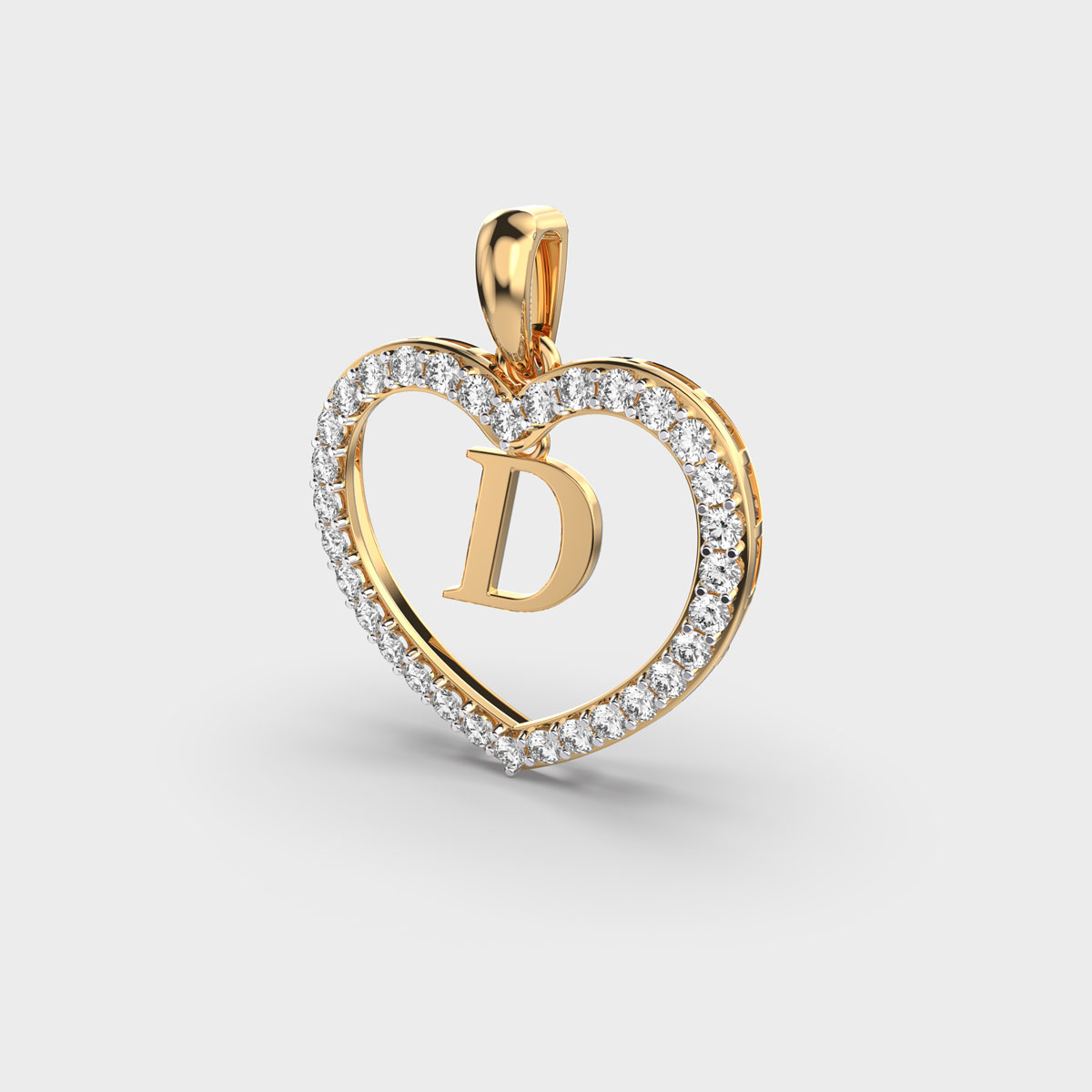 D in Heart Diamond Pendent