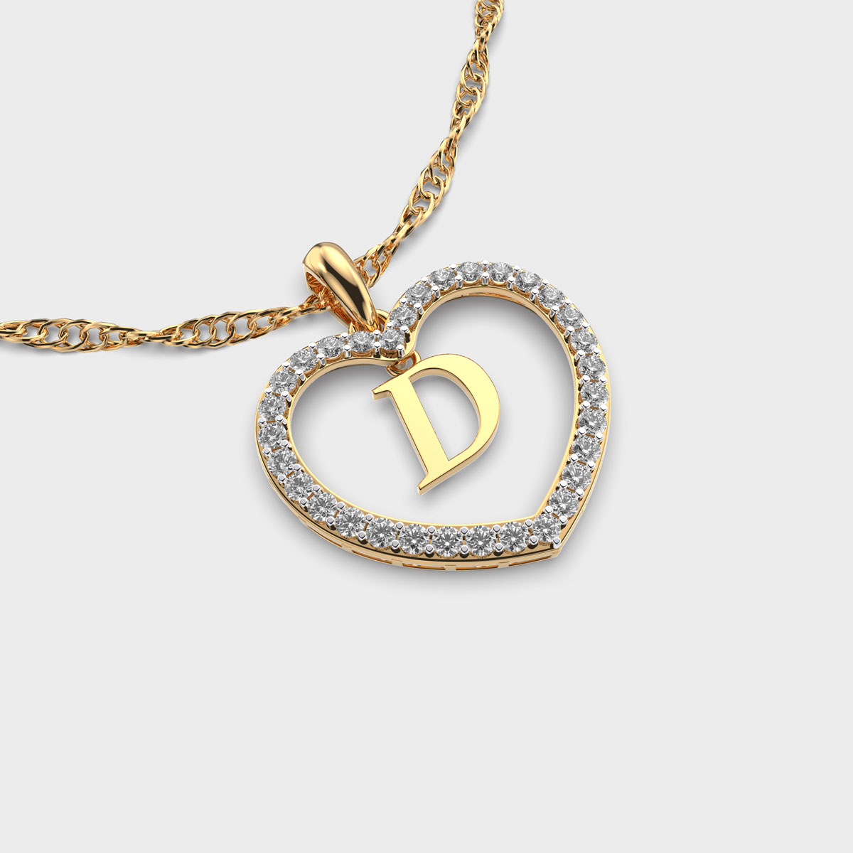 D in Heart Diamond Pendent