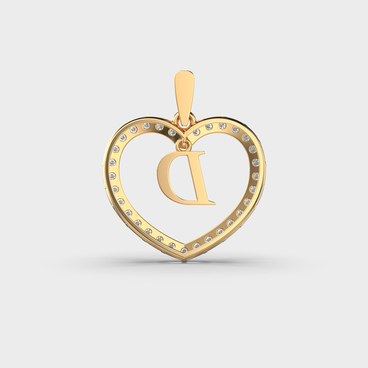 D in Heart Diamond Pendent