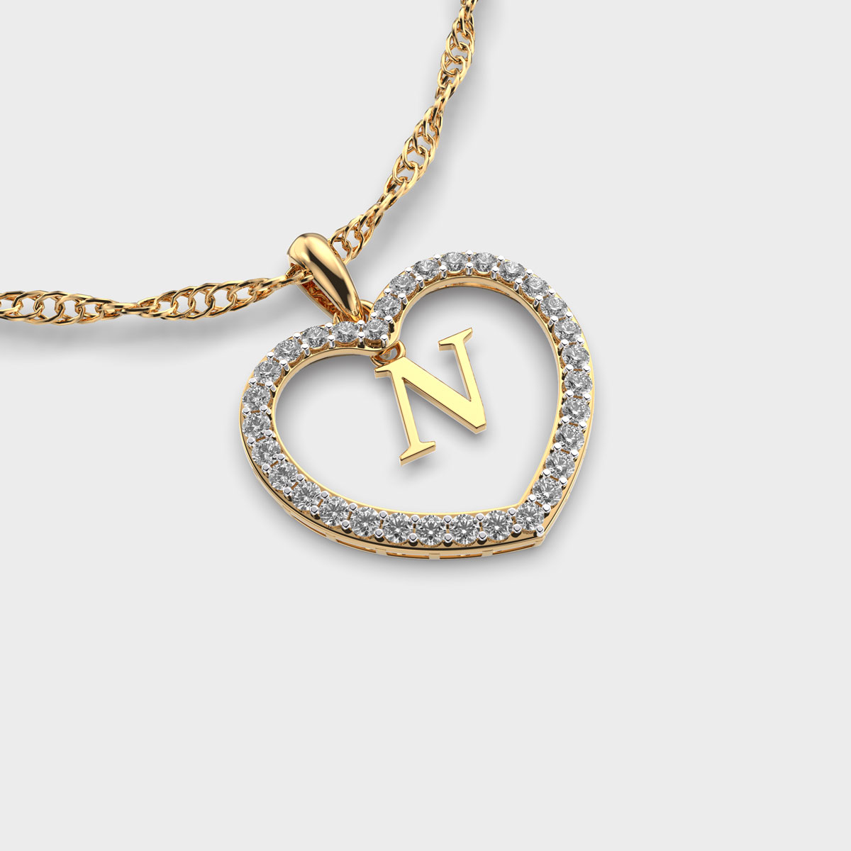 N in Heart Diamond Pendant