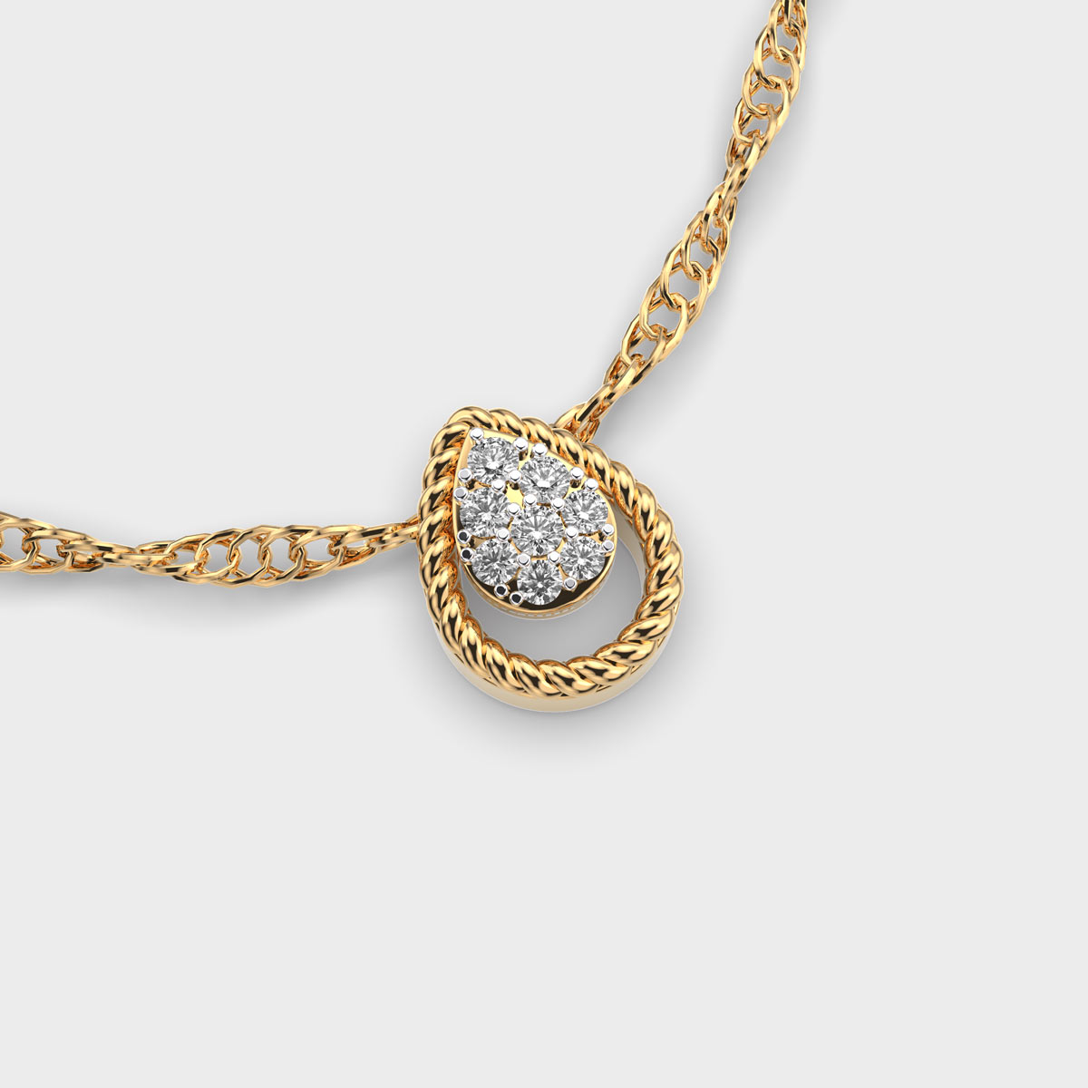 Teardrop Motif Diamond Pendant