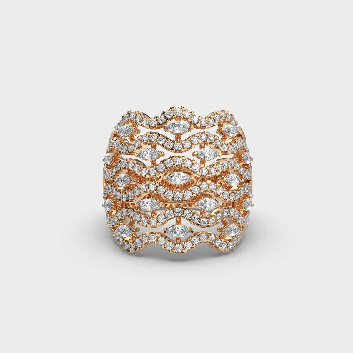 Bedazzling Waves Cocktail Ring