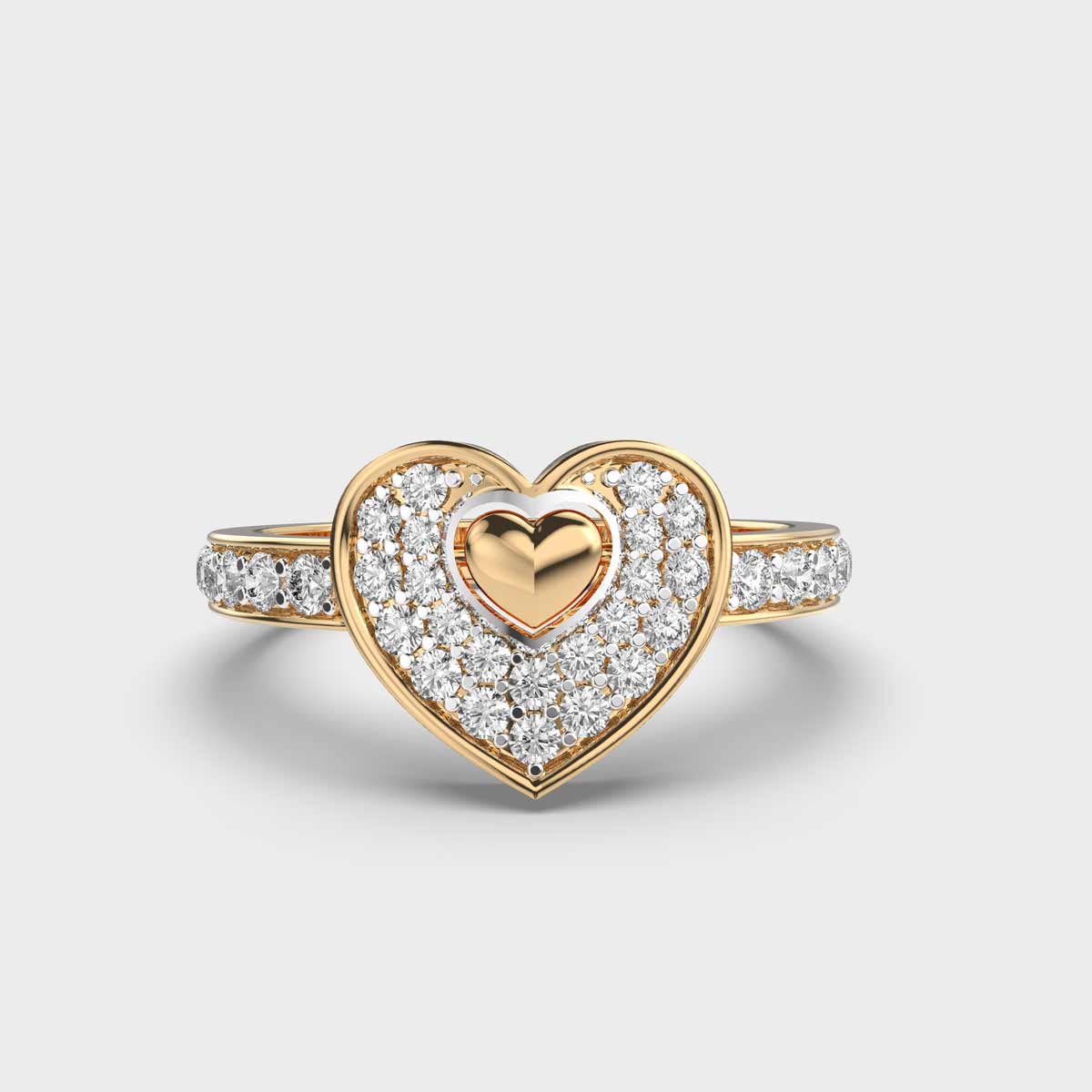 Dual Tone Heart Diamond Ring