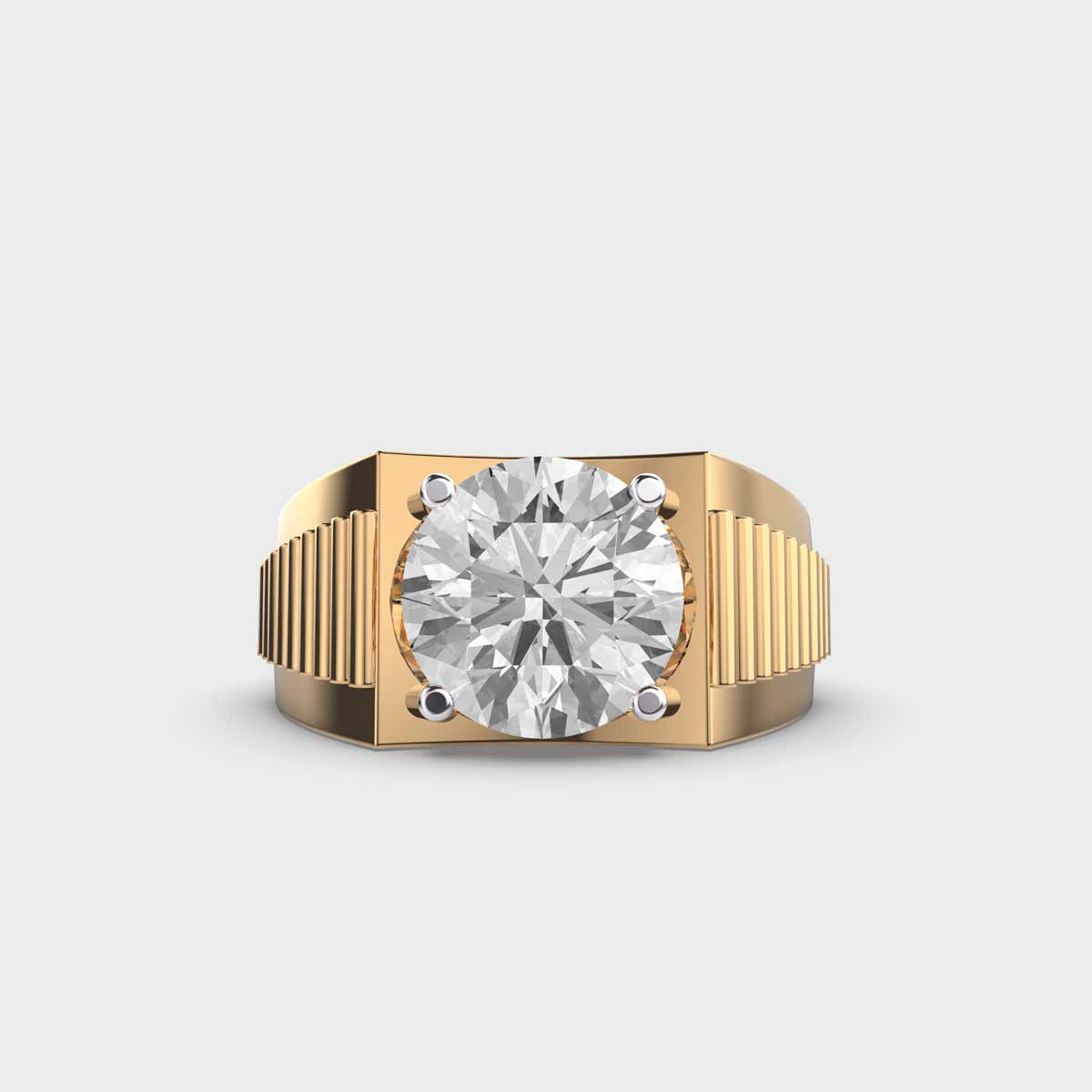 3 Carat Flute Band Solitaire Ring