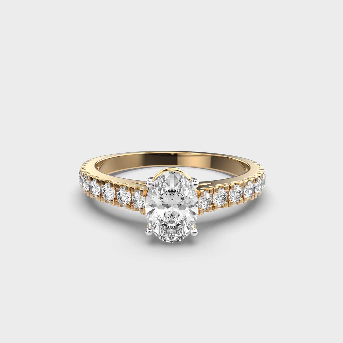 40 Cent Oval Solitaire with Diamond Band Ring