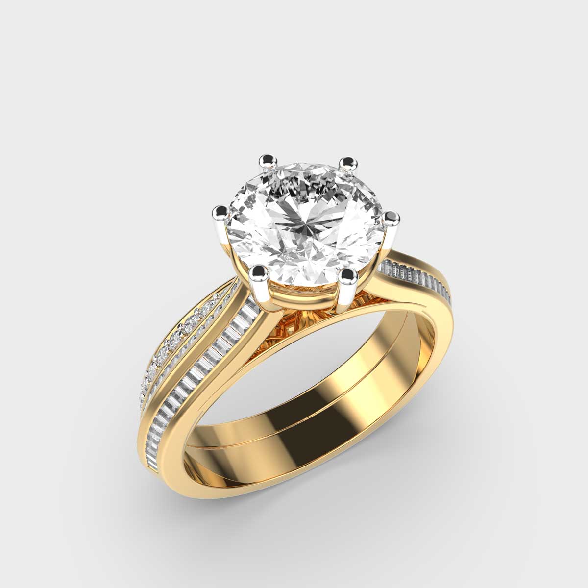 1.5 Carat Wide Band Solitaire Ring