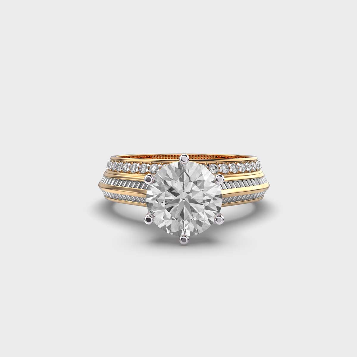 1.5 Carat Wide Band Solitaire Ring