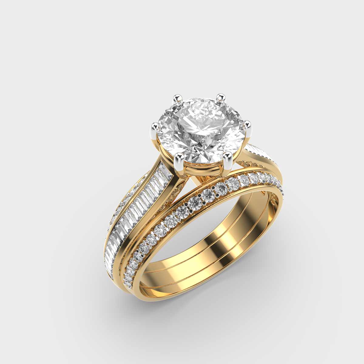 1.5 Carat Wide Band Solitaire Ring