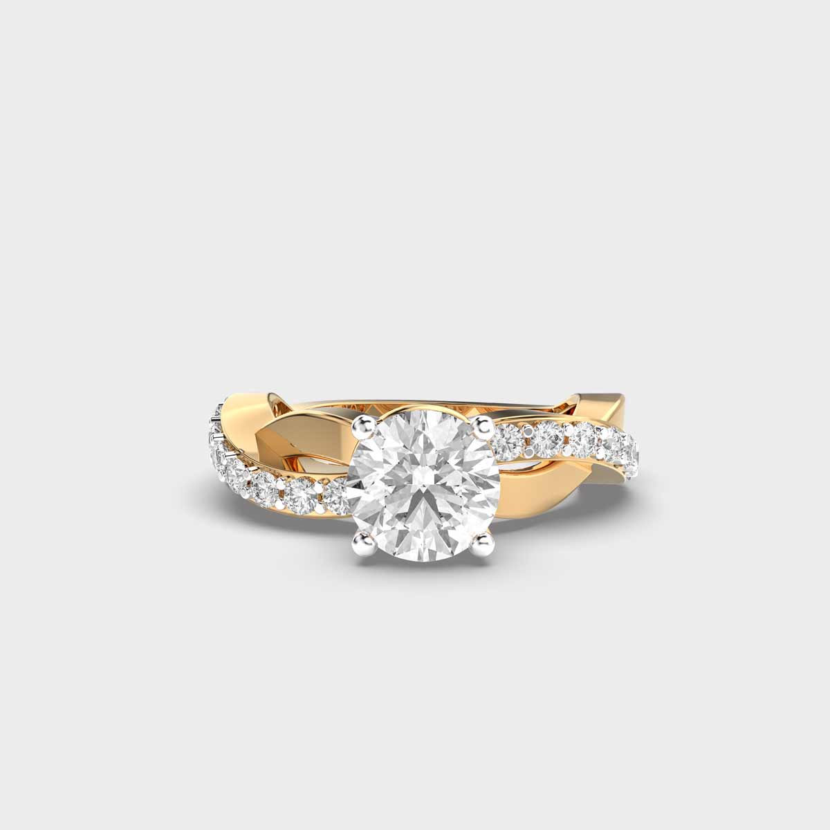 1 Carat Twisting Band Solitaire Ring