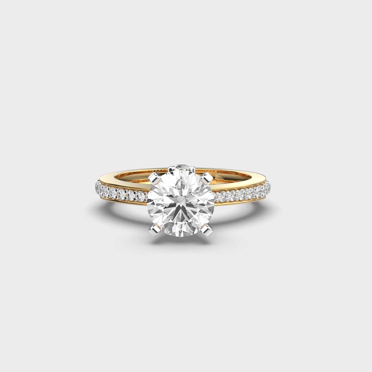 50 cent Classic Solitaire with Diamond Band Ring