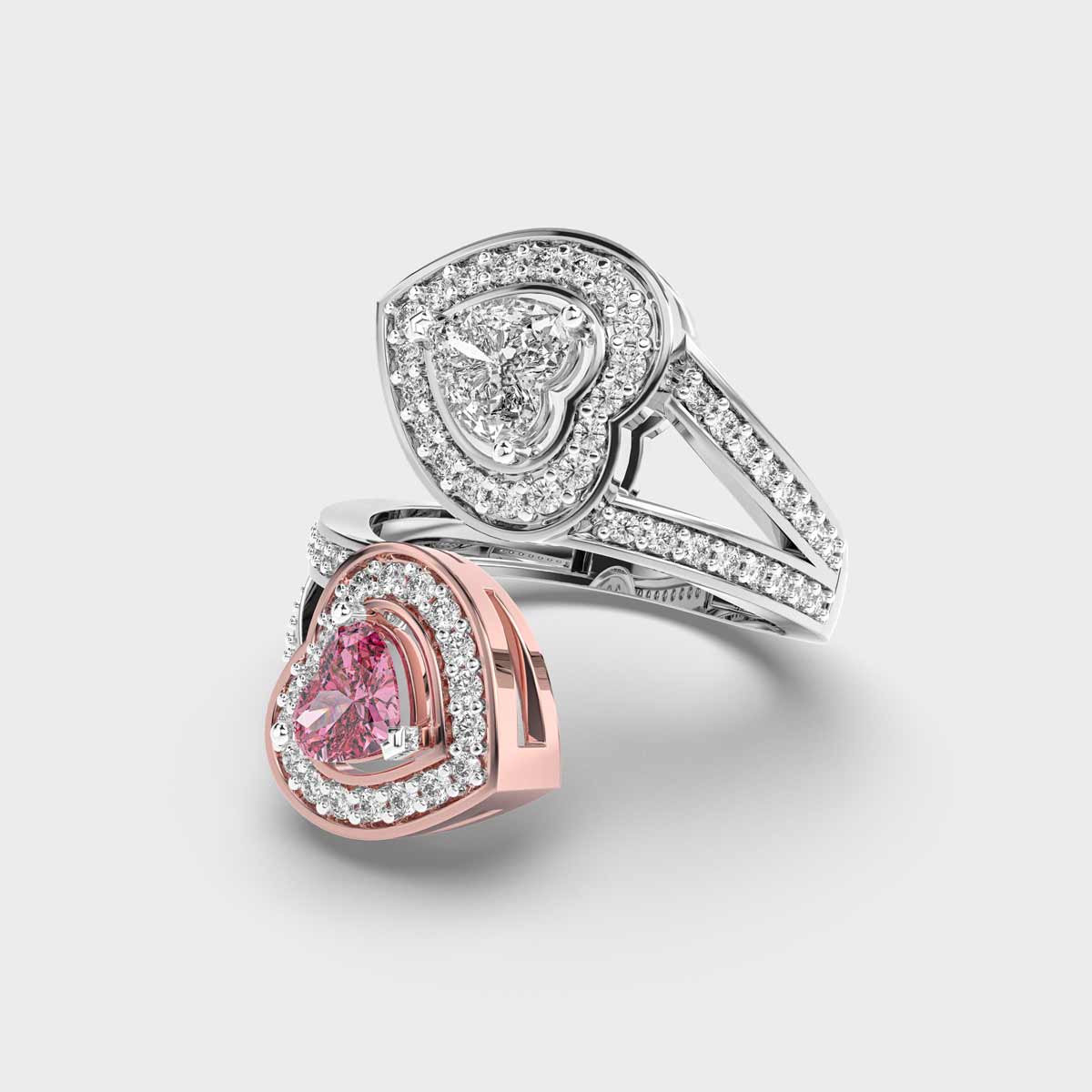 Intertwined Hearts Diamond Ring