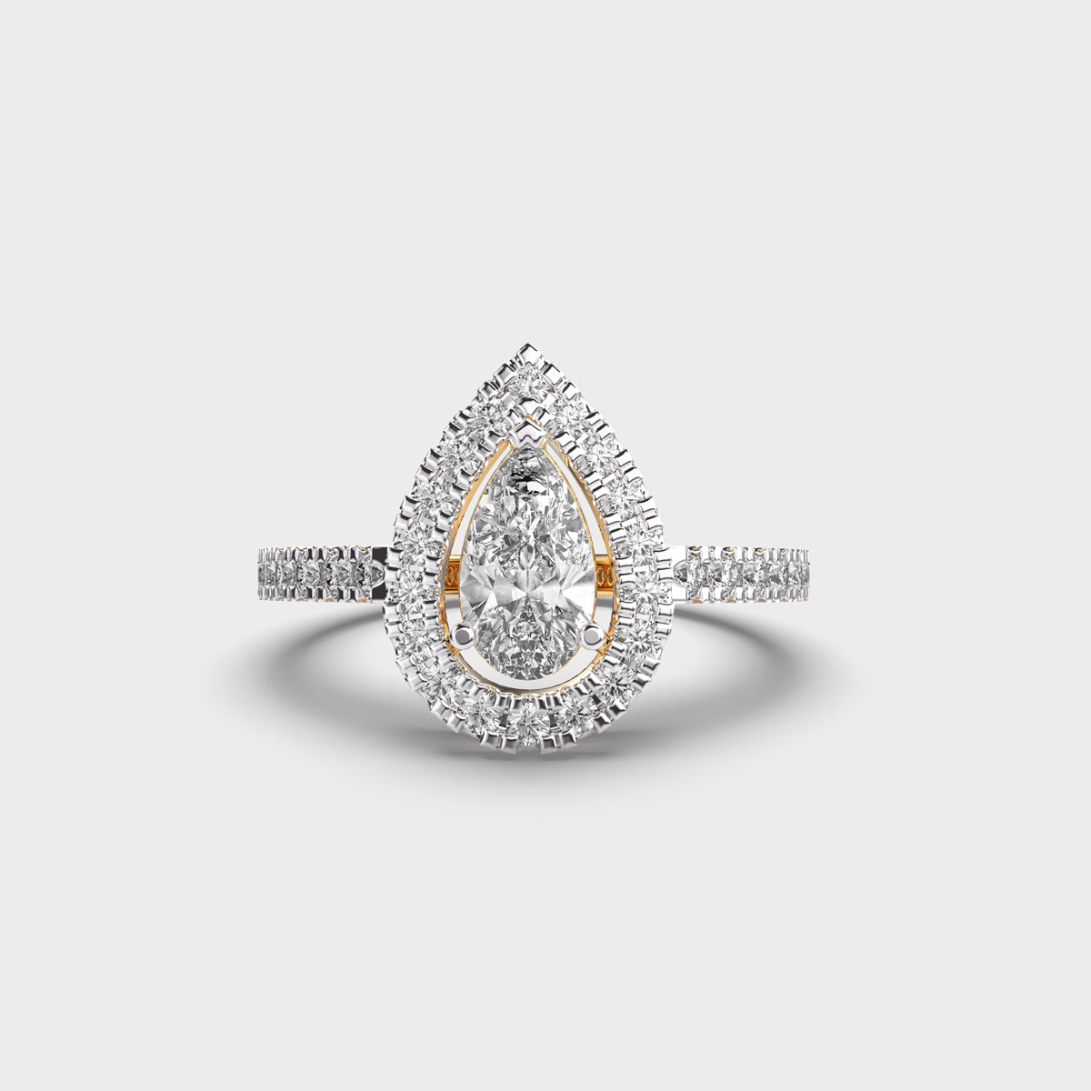 Pear Majesty Halo Diamond Ring