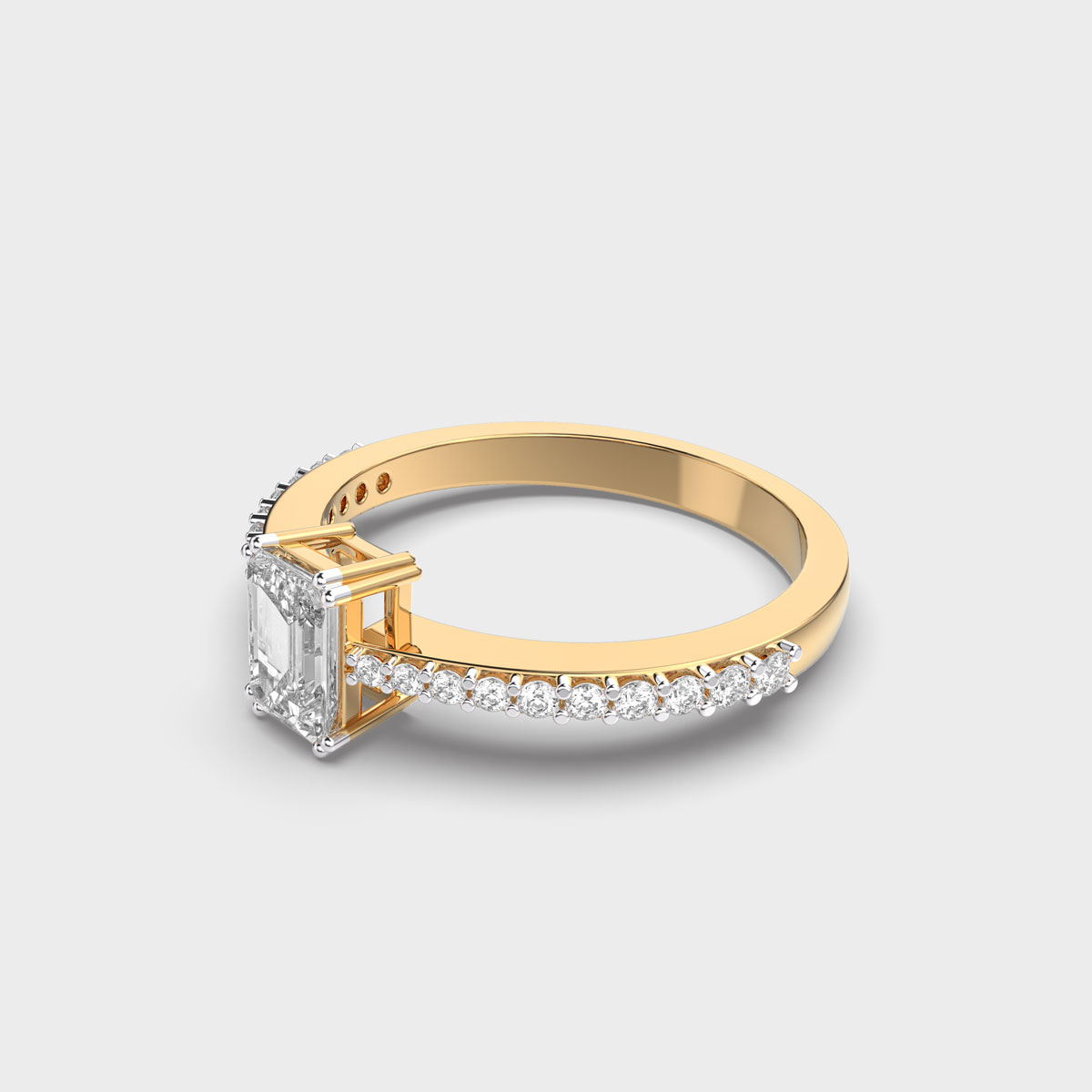 50 Cent Emerald Solitaire with Diamond Band