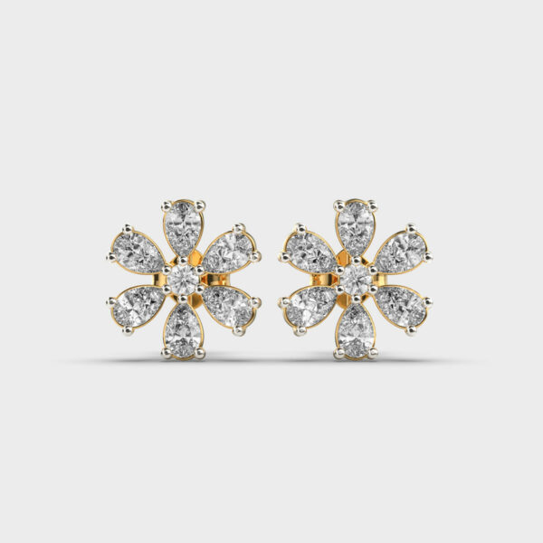 Radiant Hexapetals Diamond Studs