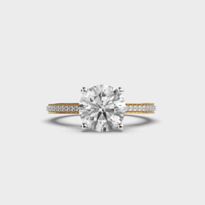 2 Carat Round Cathedral Straight Pave Ring