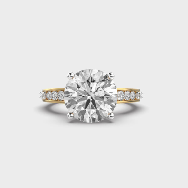 4 Carat Round Cathedral Tapered Pave Ring