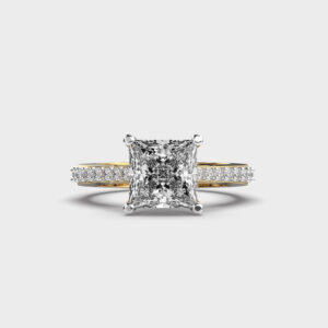 2 Carat Princess Cathedral Reverse Tapered Ring