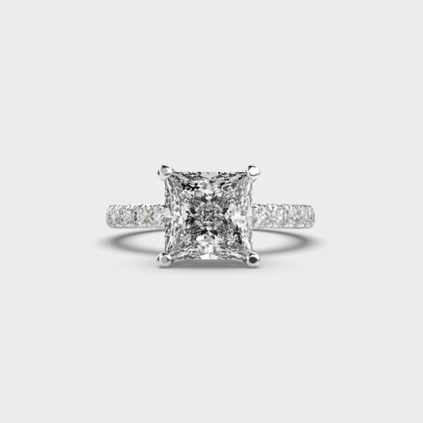 2 Carat Princess French Pave Shared Ring