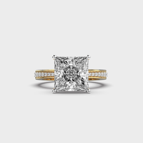 3 Carat Princess Reverse Tapered Pave Ring