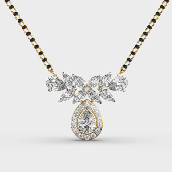 Floral Drop Diamond Mangalsutra(Without Chain)