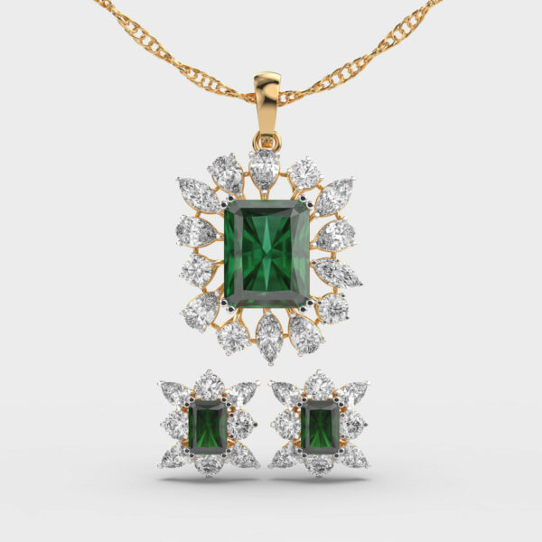 Classic Boldness DiamondPendant & Earring Set (Without Chain)