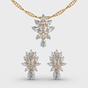 Beloved Daisy Diamond Pendant & Earring Set (Without Chain)