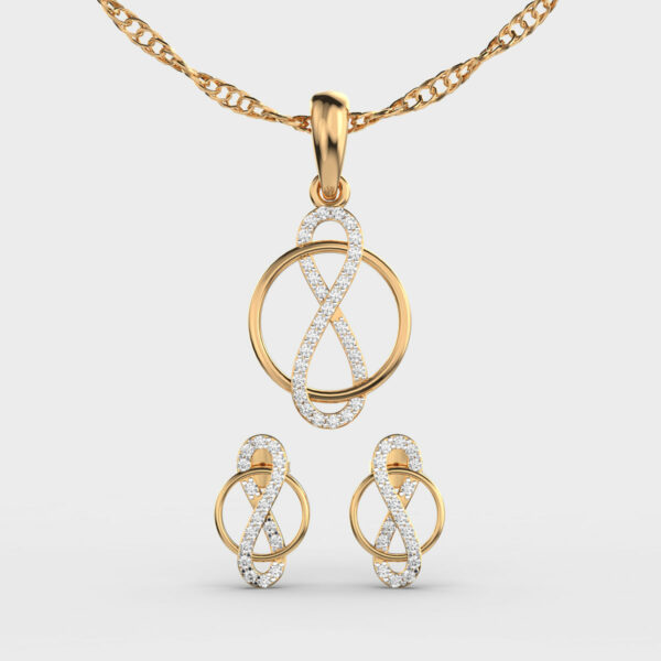 Loop of Infinity Diamond Pendant & Earring Set (Without Chain)