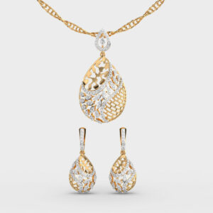 Beyond Dewdrop Diamond Pendant & Earring Set (Without Chain)