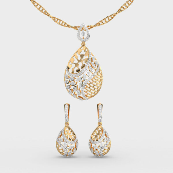 Beyond Dewdrop Diamond Pendant & Earring Set (Without Chain)