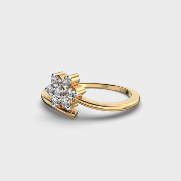 Dainty Flower and Stem Diamond Ring