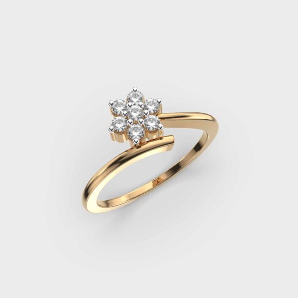 Dainty Flower and Stem Diamond Ring