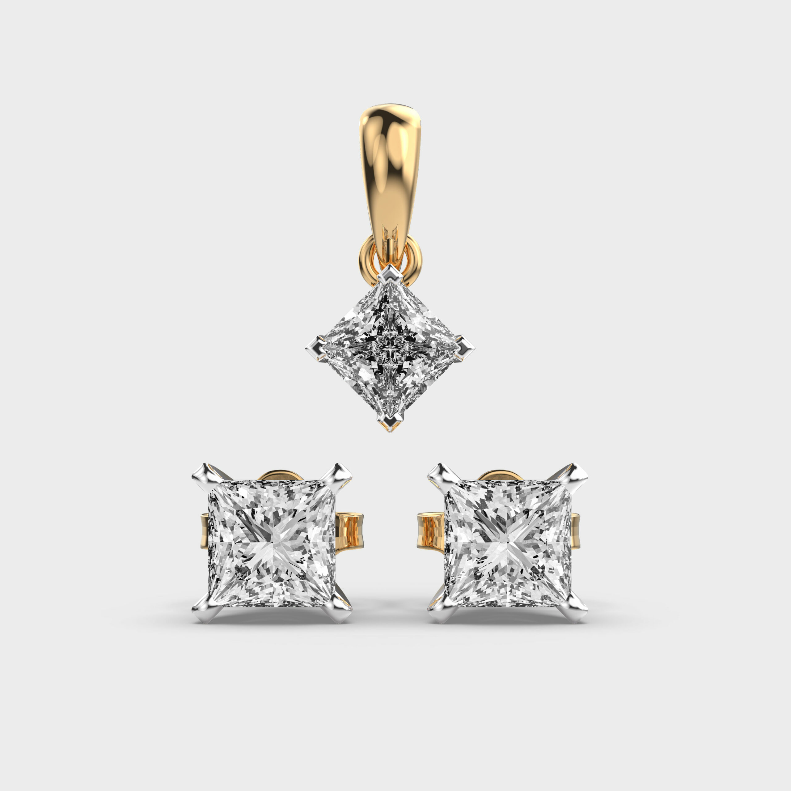 1 Carat Classic Princess Solitaire Pendant