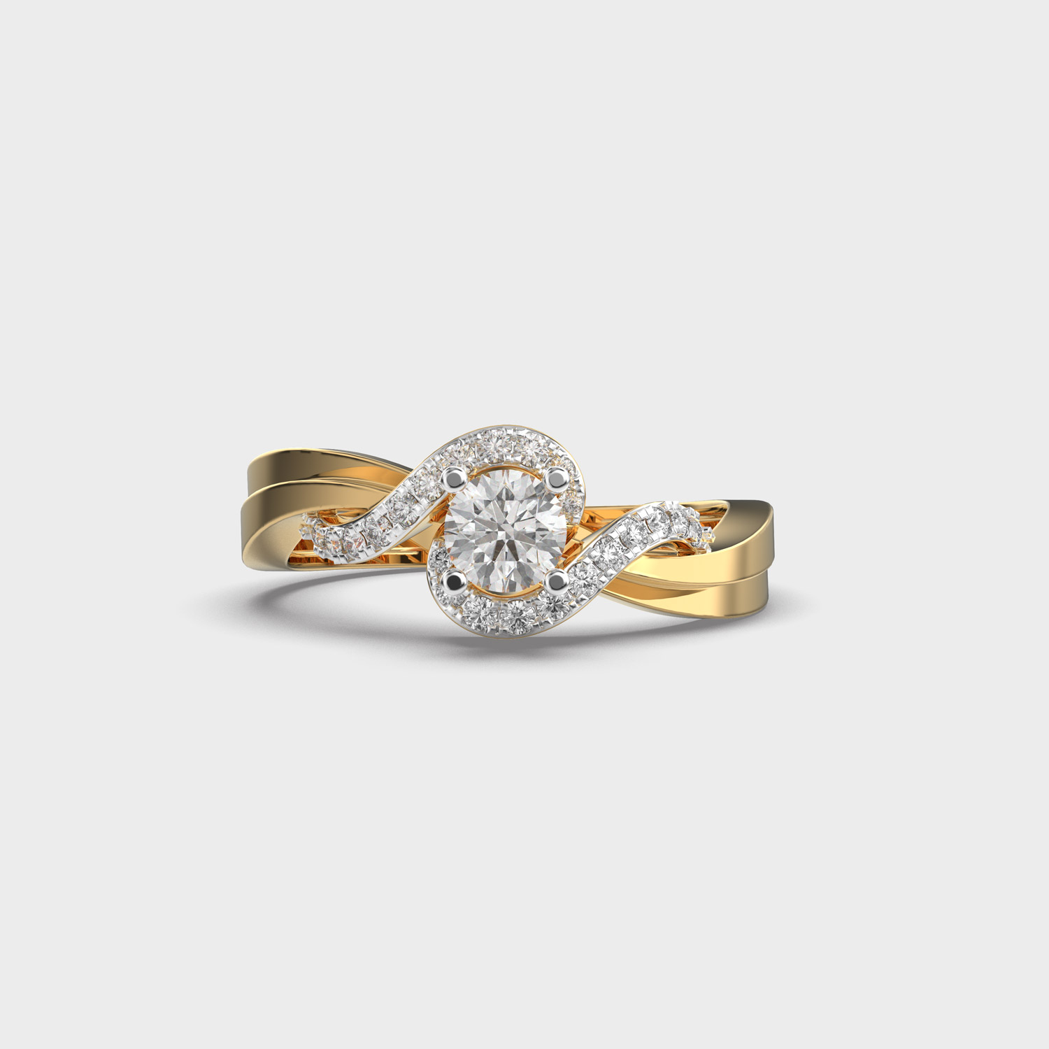 Waved Together Diamond Ring